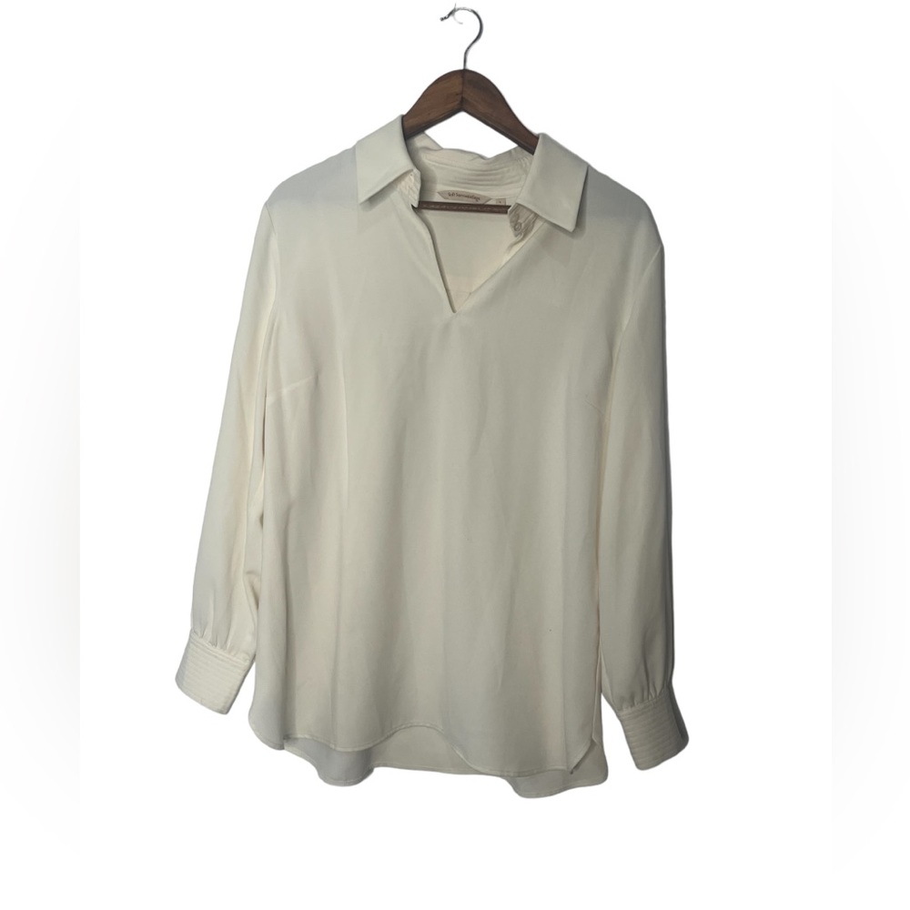 Soft Surroundings Sz large Paulette Pullover Keyhole Collared Blouse in Ivory - Picture 5 of 7
